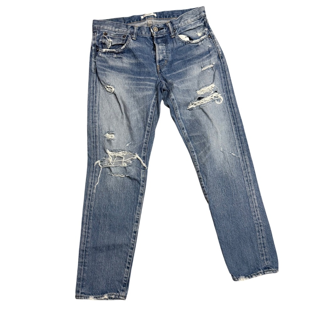 Moussy Vintage Mens Distressed Straight Leg Jeans Blue Size 28